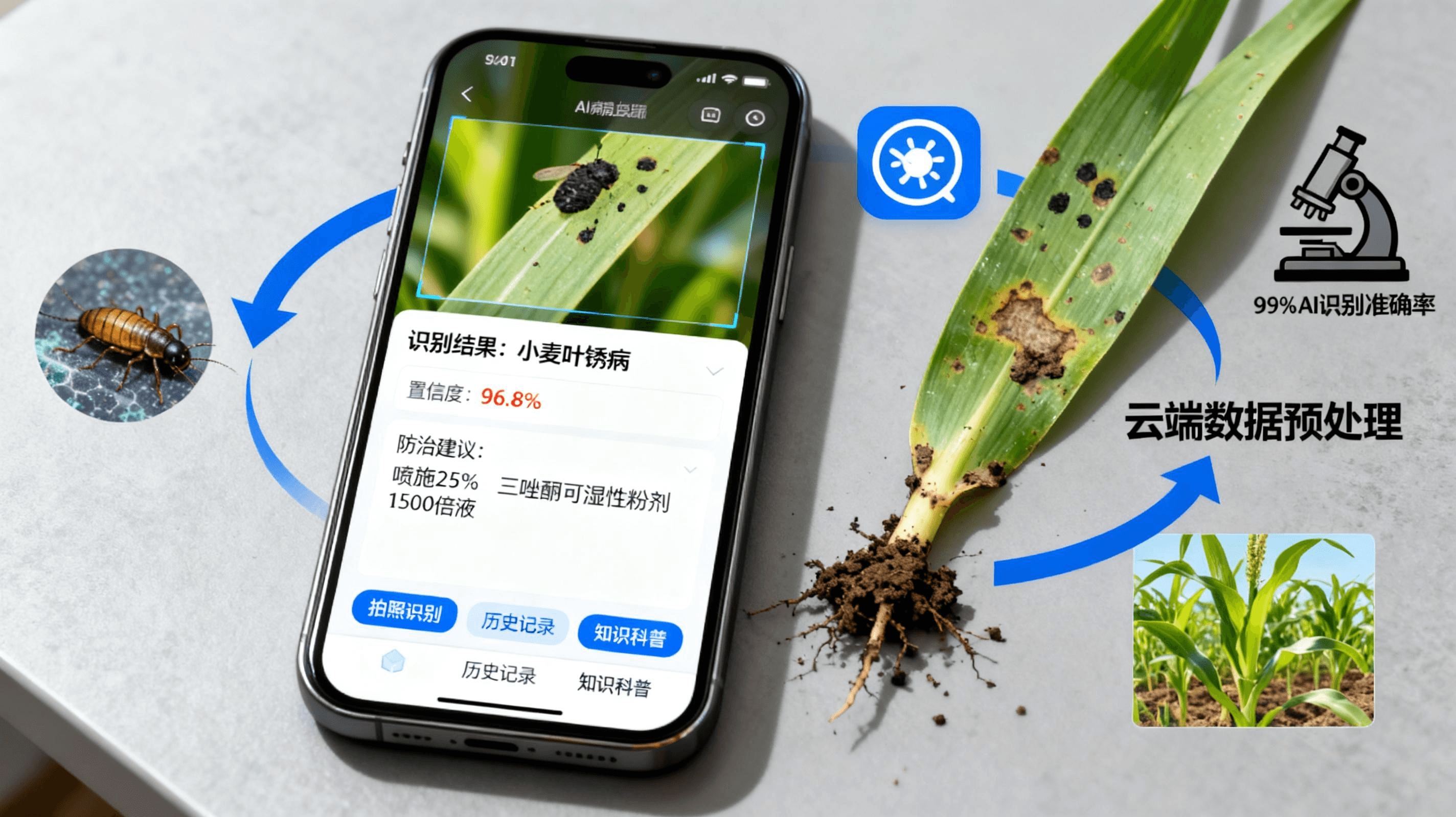 AI病虫害识别技术图示